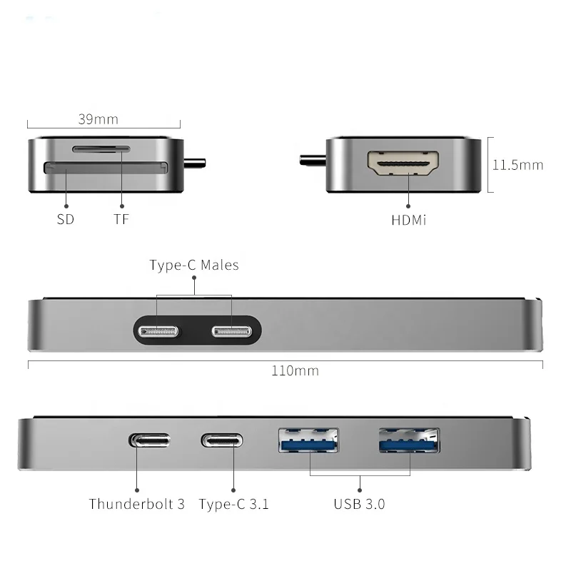 2021 Amazon популярные товары по низкой цене беспроводной USB 3 0 SD порта Thunderbolt 7 в 1 Vga USB-C концентратор для MacBook