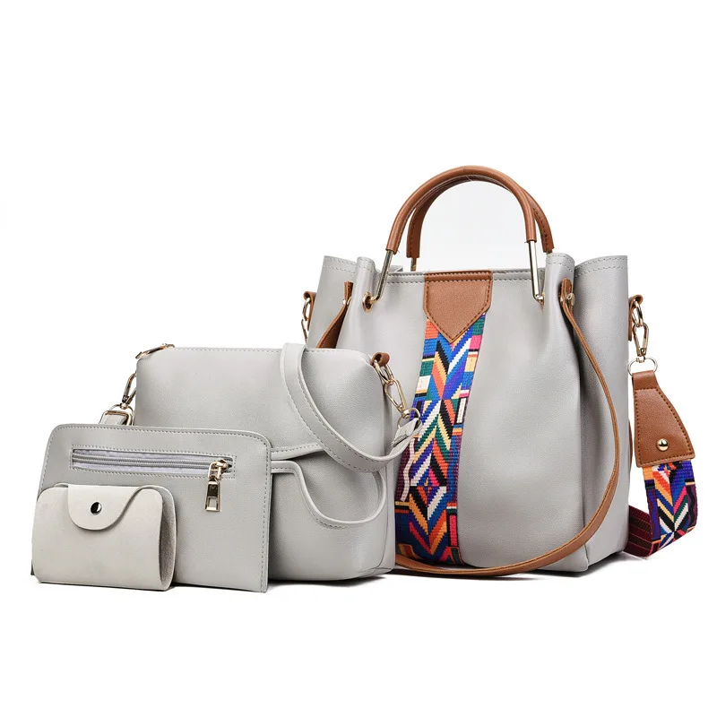 Hot selling Custom New Single Shoulder Female 4pcs Sets PU Leather Tote Bag women luxury fashion  handbags Ladies tote bag