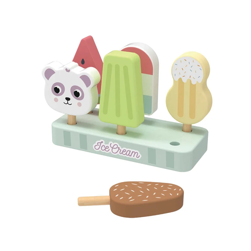 Wooden Ice Cream Stand Toy Set Dessert Simulation Shop Rack Pretend Play Children Kitchen Toys for Kids