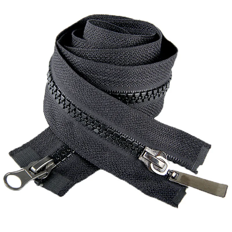 No 5 Black double zipper sliders open end two way Down Jacket Overcoat  zipper plastic zipper
