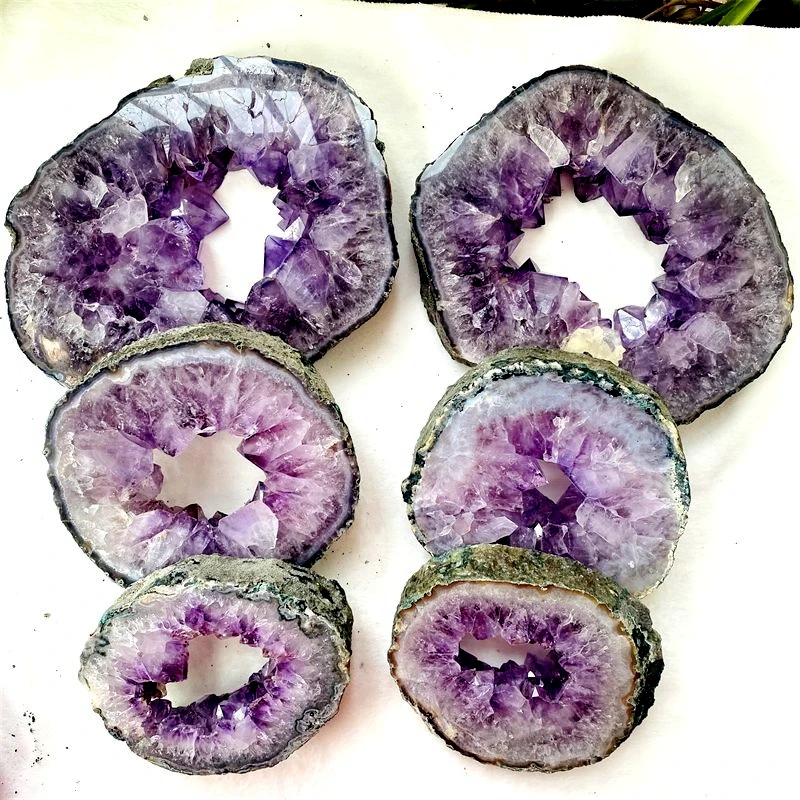 natural rough amethyst cluster geode wholesale large amethyst druzy slab amethyst slice hole for home decoration