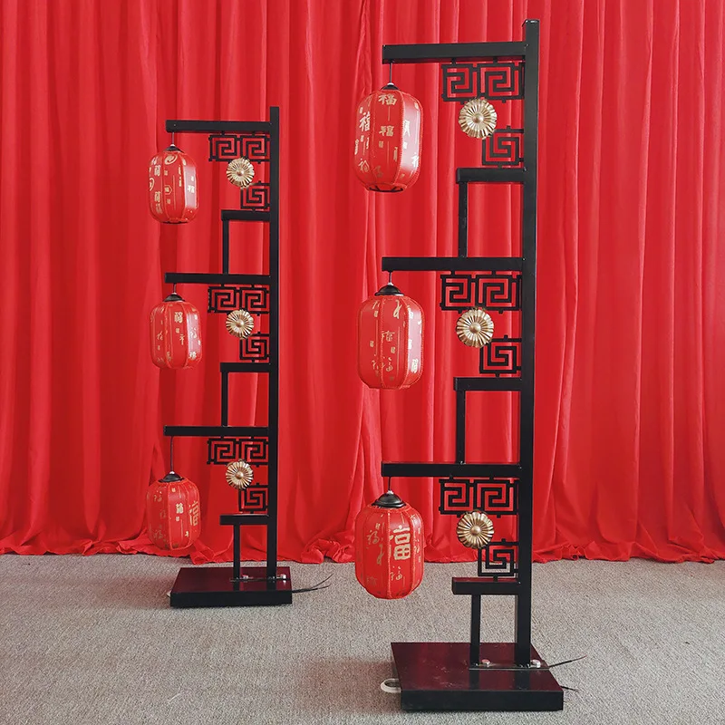 Trendy Retro Floor Lamp Wedding Stage Led Screen Festival Chinese Paper Lantern With Light