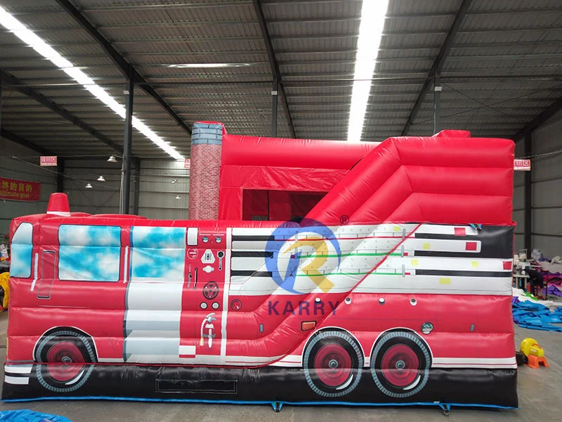 Fire station truck inflatable bounce house slide Combo inflatable Bouncy Castle /Bouncer for party Rentals
