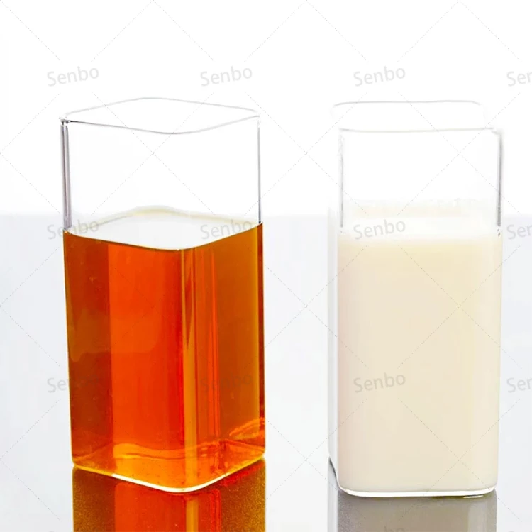 logo customized transparent square  glass juice water beer cup  drinking mug