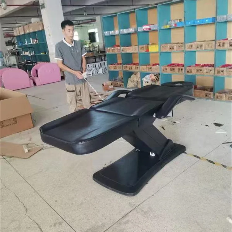 Kisen Cheap price electric beauty spa bed black massage table with 3 motors eyelash facial with CE for beautiful room salon furn