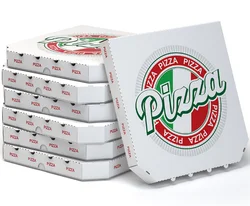 Custom print label pizza box white corrugated paper biodegradable 10 11 12 14 16 inches pizza packaging delivery boxes