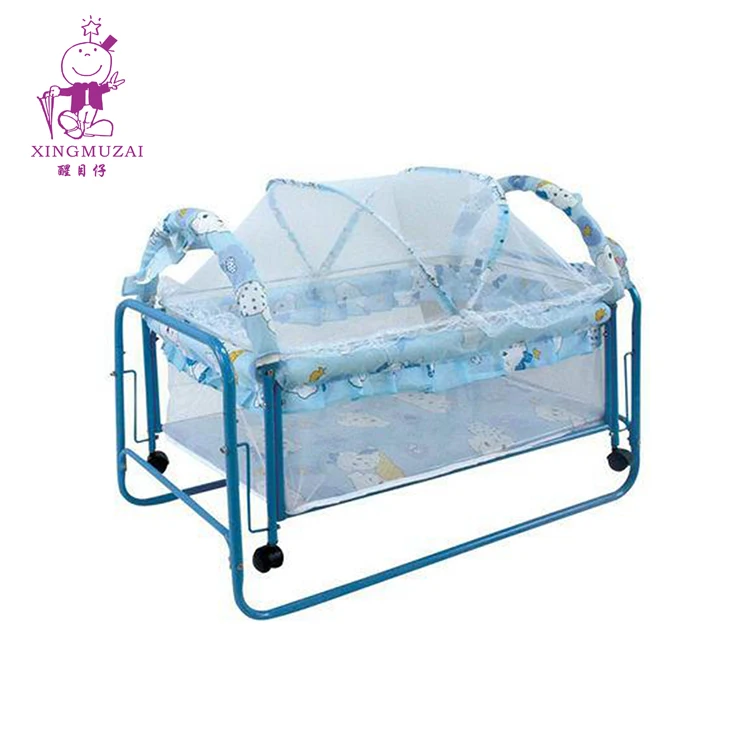 Классическая многофункциональная Экологически чистая металлическая кроватка из МДФ для новорожденных с москитной сеткой детская