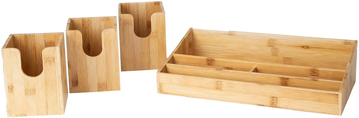 Bamboo Table Top Organizer Counter Table Bamboo Coffee Desk Organizer