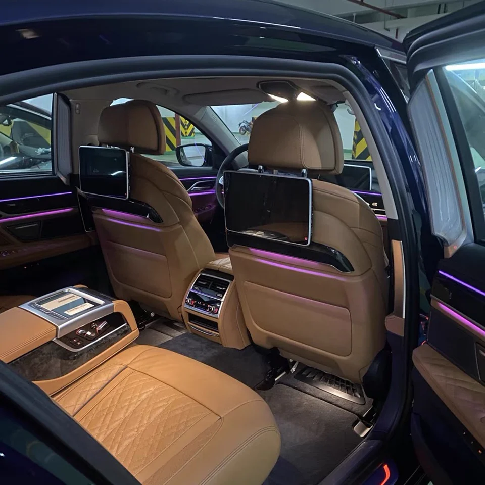 AZTON Car TV Rear Row Headrest Monitor Special For BMW Series 5 7 X5 X6 F15 F16 Android 12 Multimedia Touch Screen