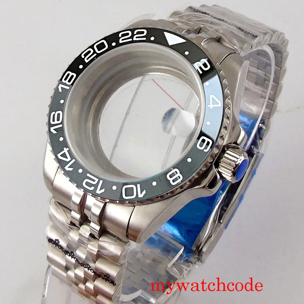 40 мм GMT черный Grey SUB чехол для часов NH34 NH35 NH36 NH70 NH72 NH38 стальной скользящий ремешок Сапфировая керамическая вставка
