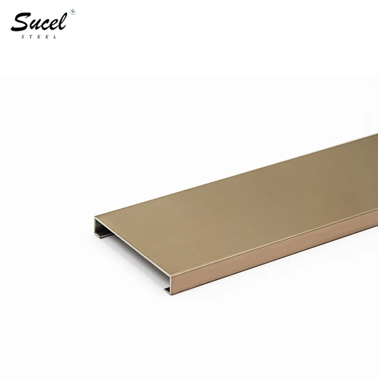 SUCEL Brass Bronze Color Metal Stainless Steel Trim Square Edge Tile Trim Floor Brass Wall Tile Skirting Trim