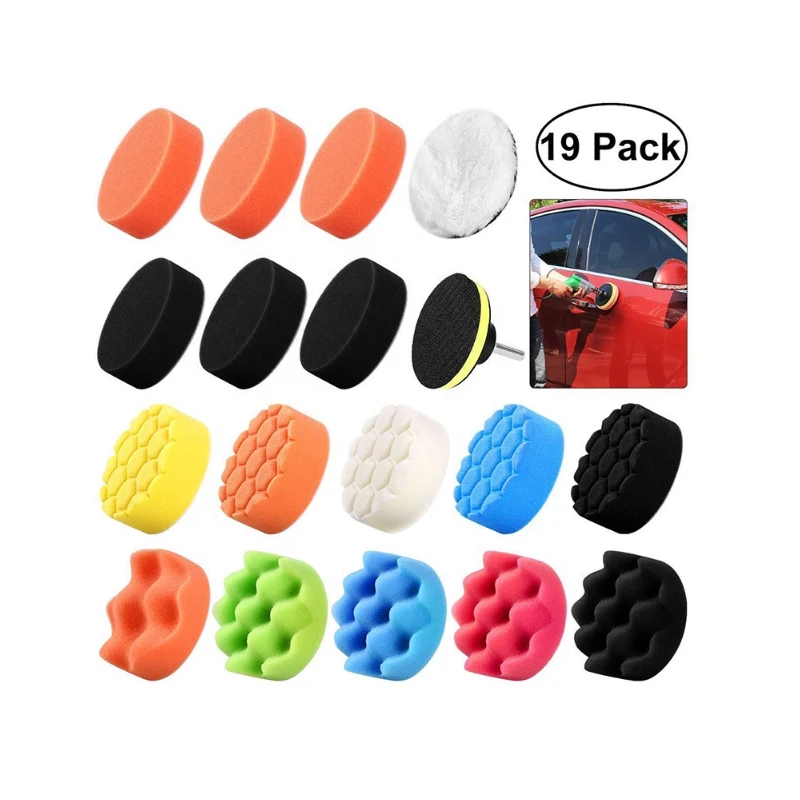 19 pcs foam polishing kit sanding sponge buffing pad for car waxing