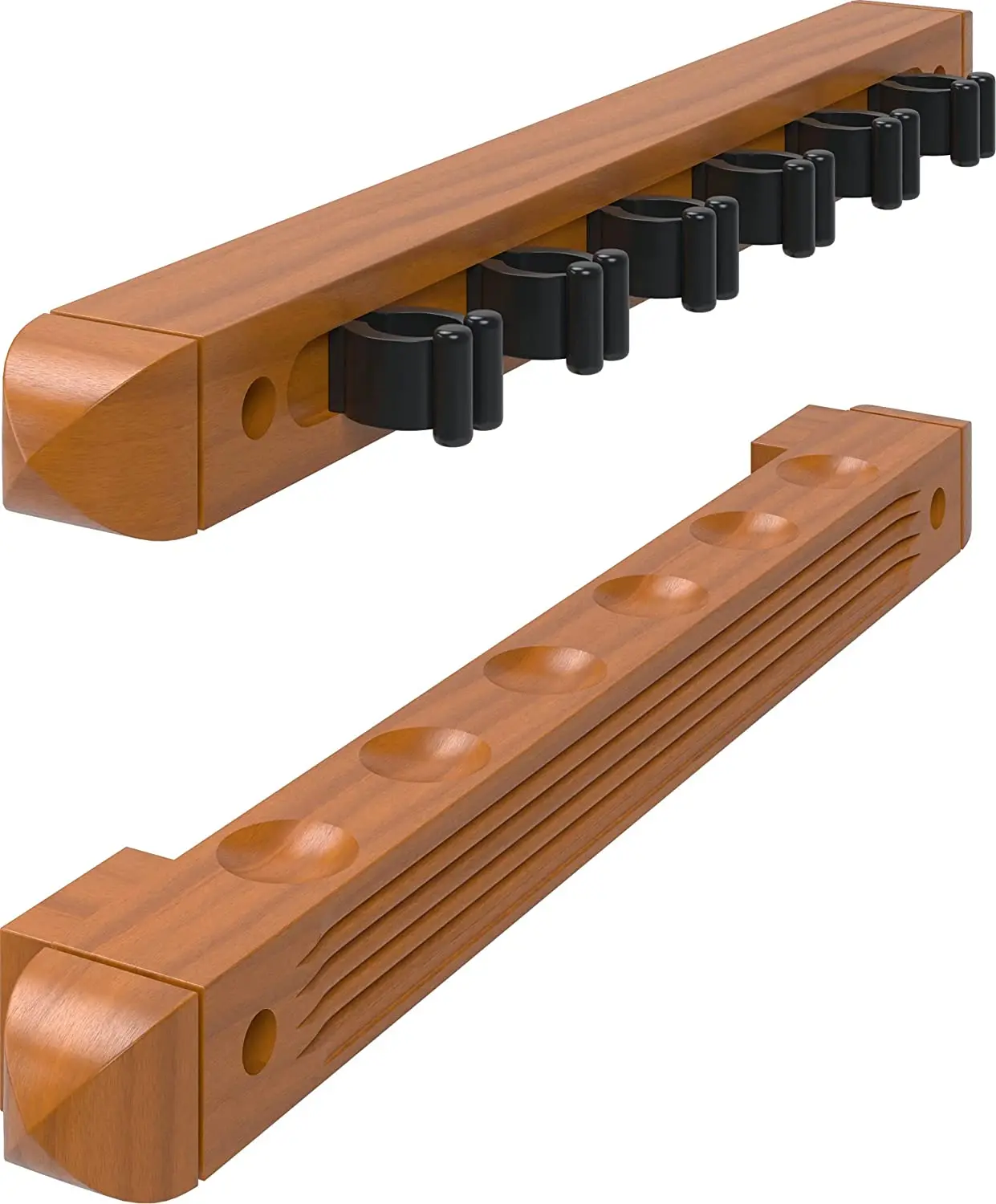 Durable Solid Wood Wall-Mounted Pool Cue Holder For Billiard Sticks