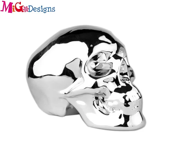 
OEM Top Fashion special Electroplate Ceramic human skeleton piggy Bank Money box for adults decor 