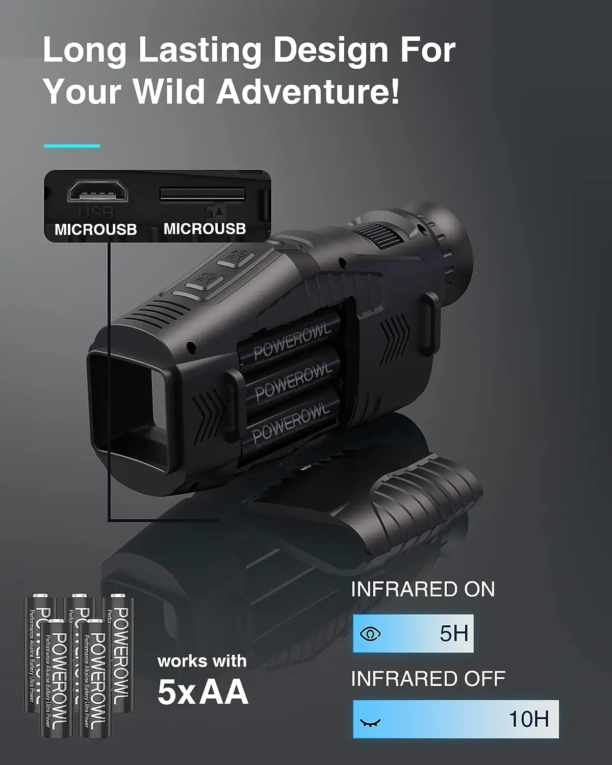 Digital Night Vision Monocular with Infrared Illuminator & Video Recording, 1080P Night Vision  for Hunting, Camping