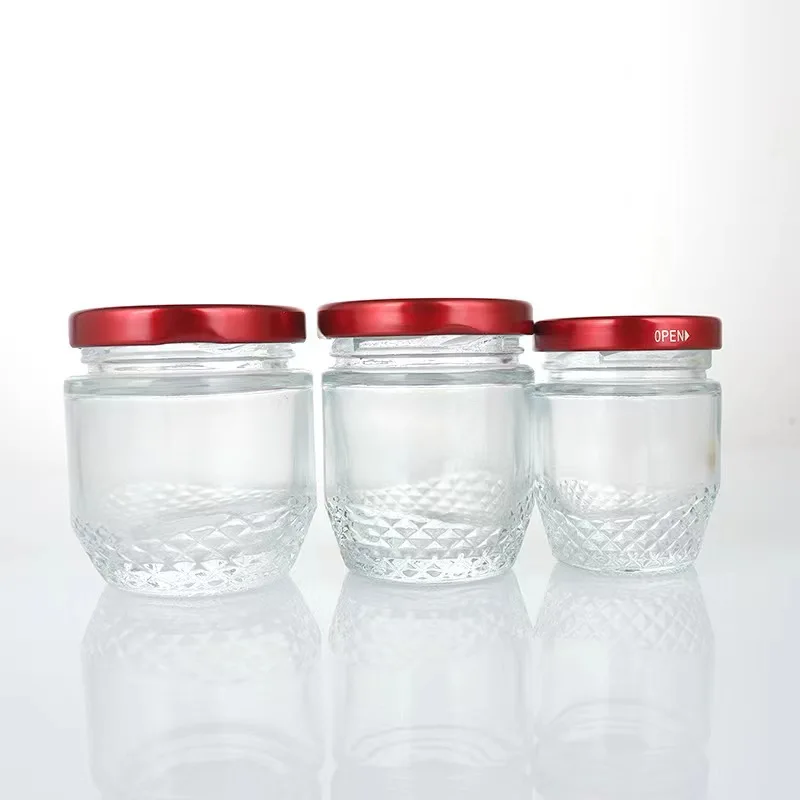 Hot selling luxurious Glass bottle 45ml 75ml 100ml Honey jar Jam jar Glass jar With lid