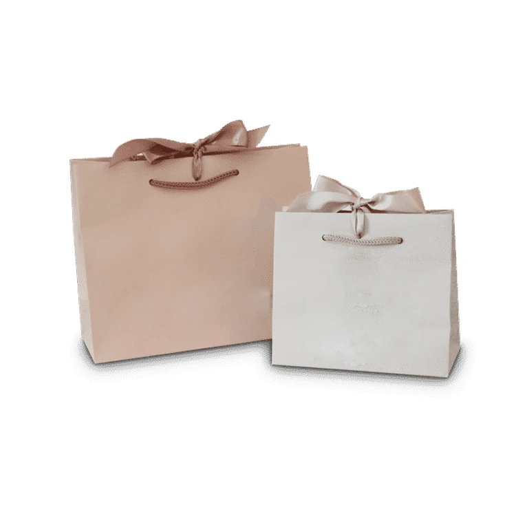 Wholesale Custom Printed Your Own Logo Packaging White Brown Kraft Gift Craft Shopping Paper Bag With Ribbon Handles