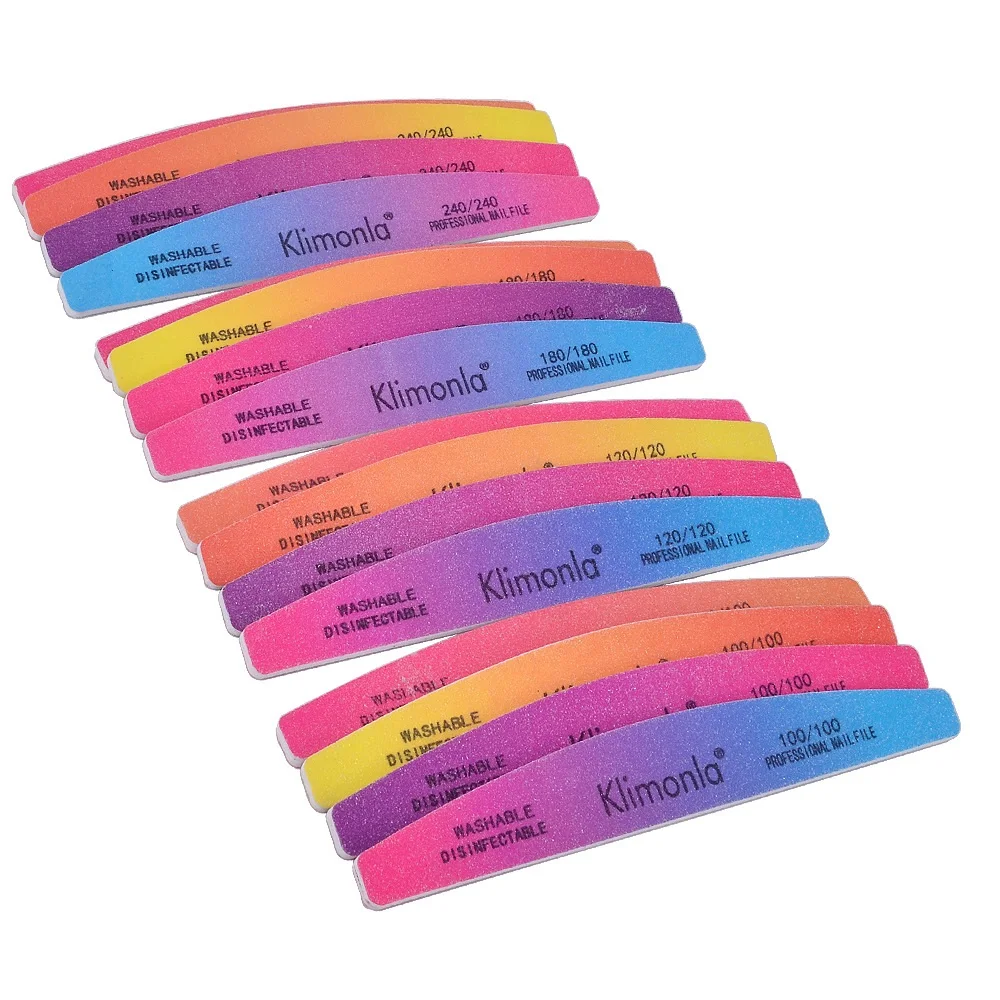 Factory Custom Logo Nail File 100/180 Grit Half Moon Pink Nail Files For Nails