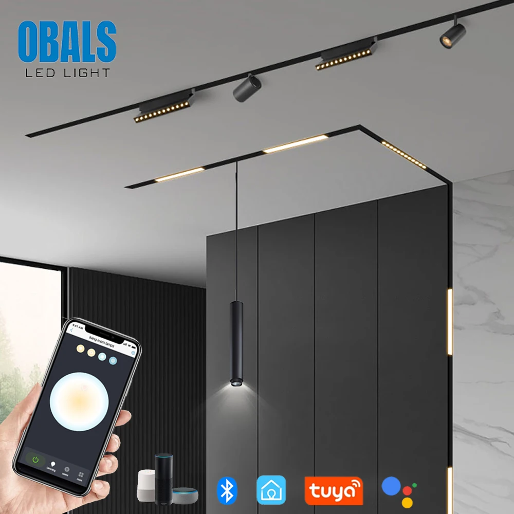 Tuya Smart Aluminum Suction Brass Recessed Magnet Rail 25w 30w 24v 48v Cob Spotlight System Magnetic Dali Led Linear Track Light