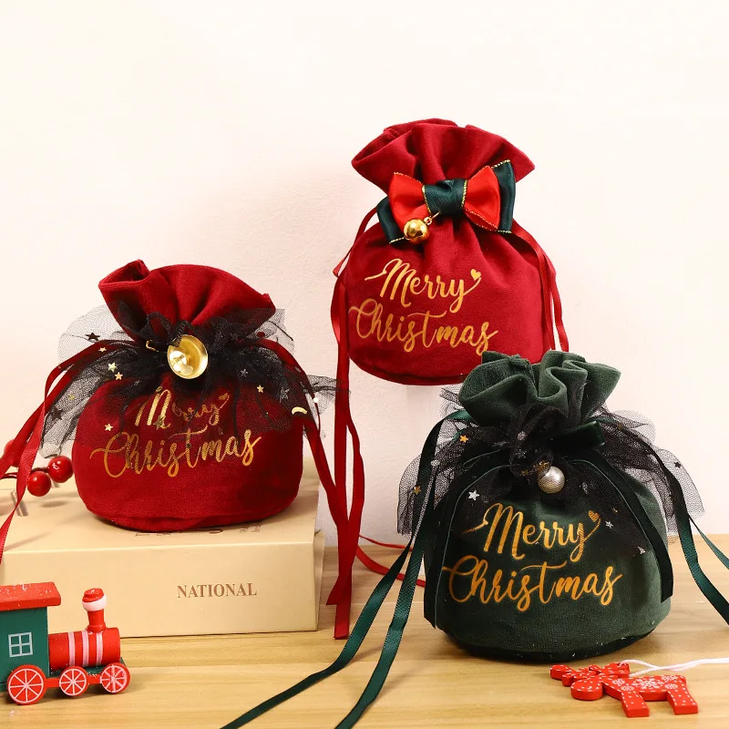 Creative Christmas gift Apple Velvet bag Christmas Eve bunches wrap Gift box Christmas bag