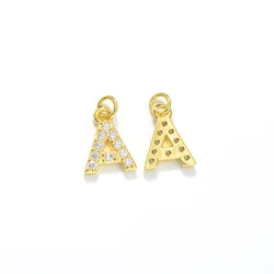 Gold & Platinum Plated CZ Micro Pave Findings Letter A Pendant Charm Alphabet Letter Charms For Necklace Bracelet Jewelry Making