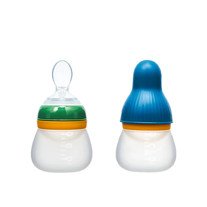 Portable Custom Logo Safety Food Grade Dispenser Food Pouch Silicone Baby Feeder Feeding Bottle