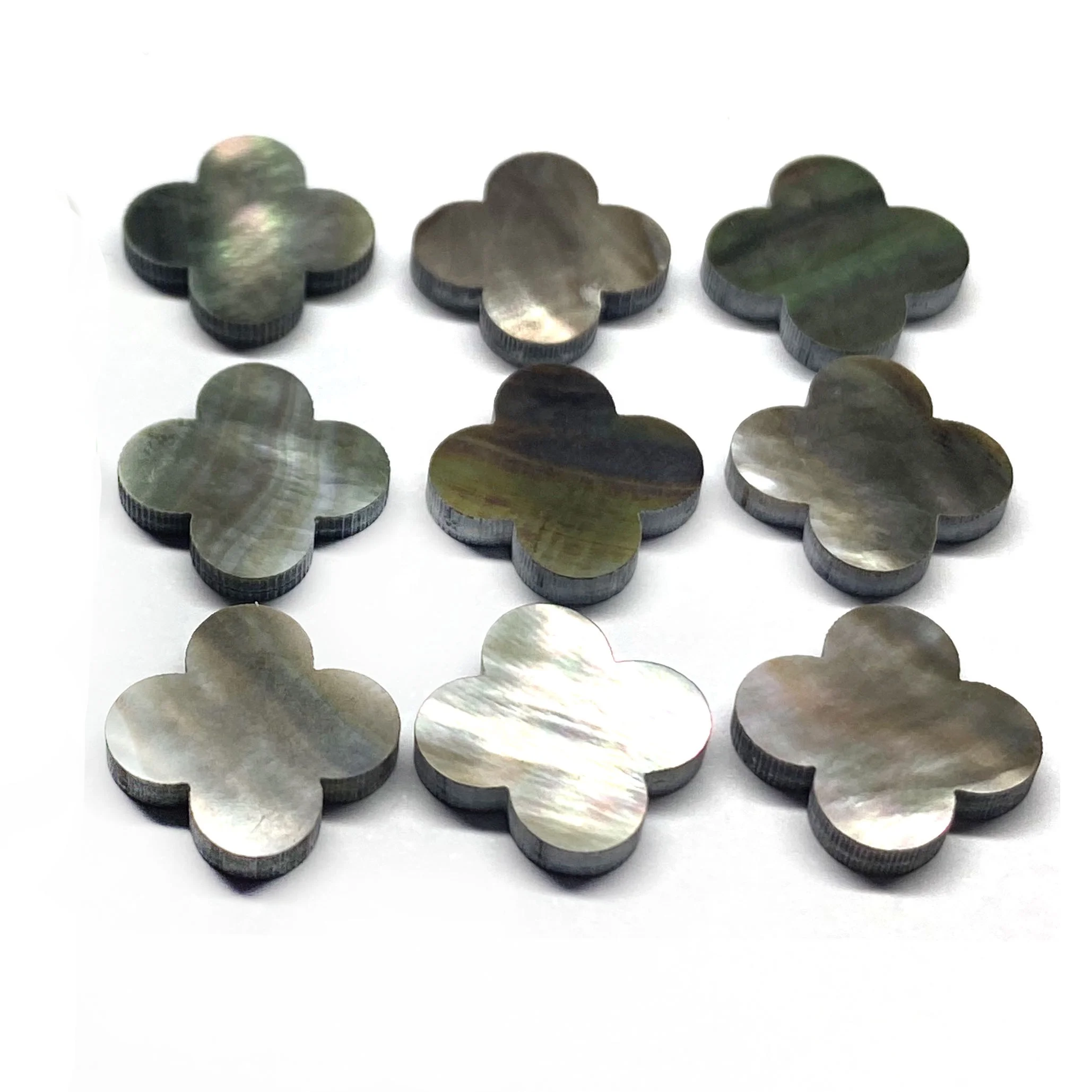Wholesale price 6 to18mm natural grey shell four clover stone grey colour for jewelry