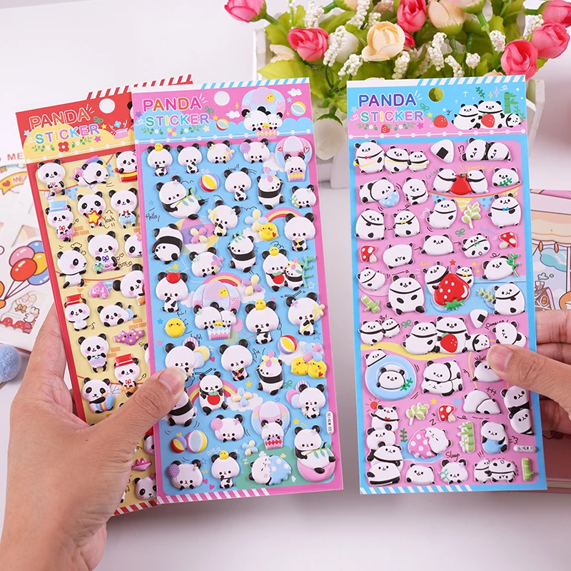 SHANLE Wholesale Cute Animal 3D Puffy Sticker Sheet Kawaii Panda EVA Sticker Set Custom Stationery Decor Memo Pad Bubble Sticker