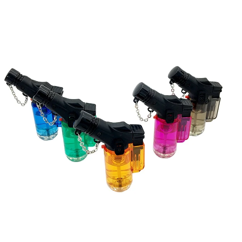 Custom Hot Sale Butane Gas Rechargeable Cigar Small Windproof Refillable Kitchen Scorch Jet Torch Lighters Jet Flame Lighter Gun