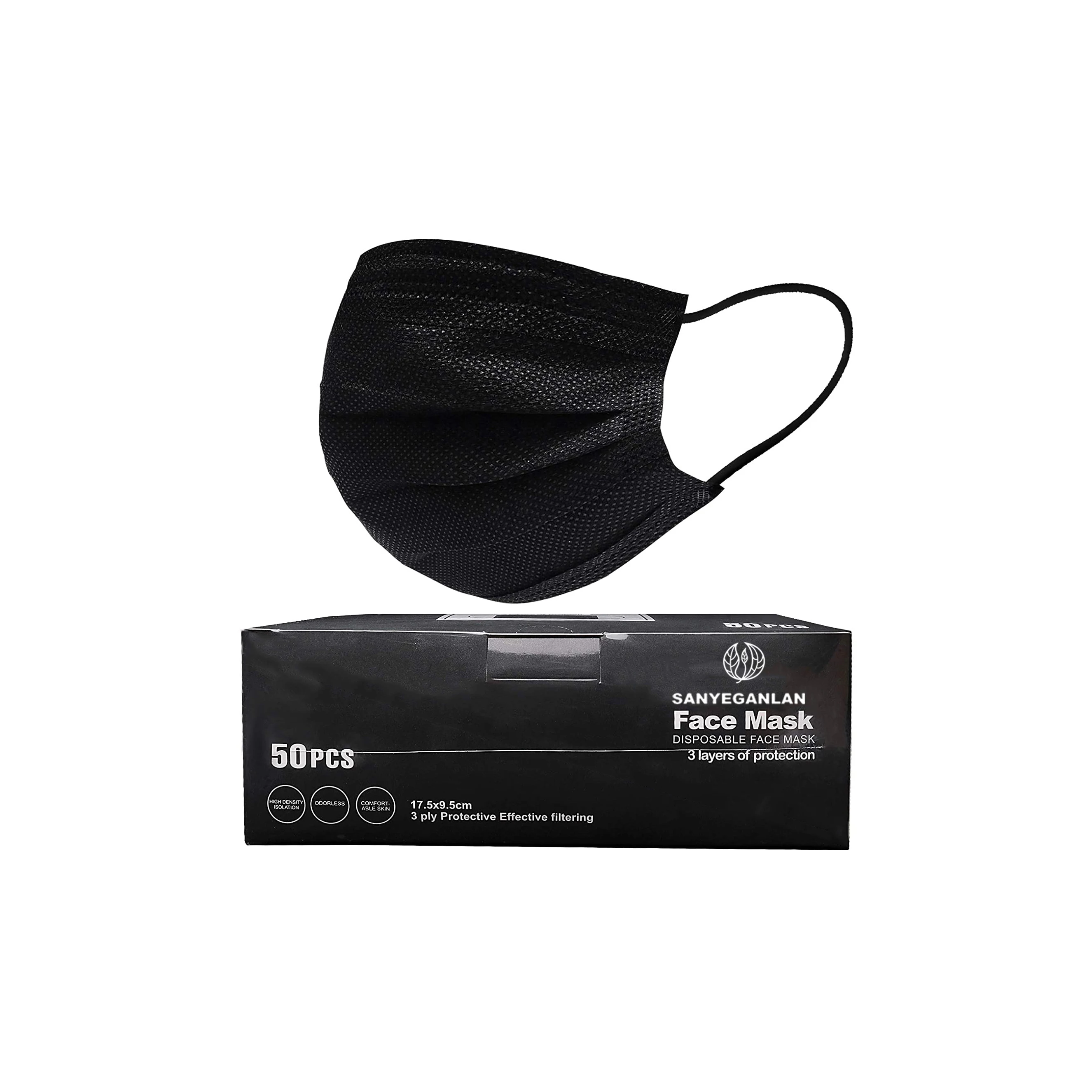 Face Mask Disposable Adults 3Ply Non-Woven with Nose Clip Ear Loop Blue 50Pack