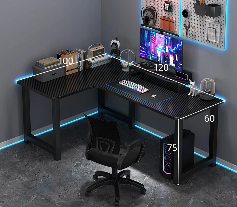 Simple home corner e-sports desktop computer desk chair combination L-shaped desk bookshelf learning desk office