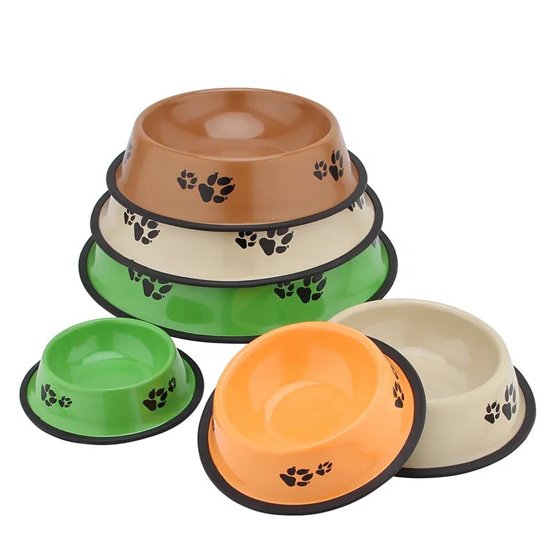 Metal Cute Pet Food Feeding Bowls Claw Pattern Colorful Iron Feeder Bowl for Cats and Dogs Animal Feeders