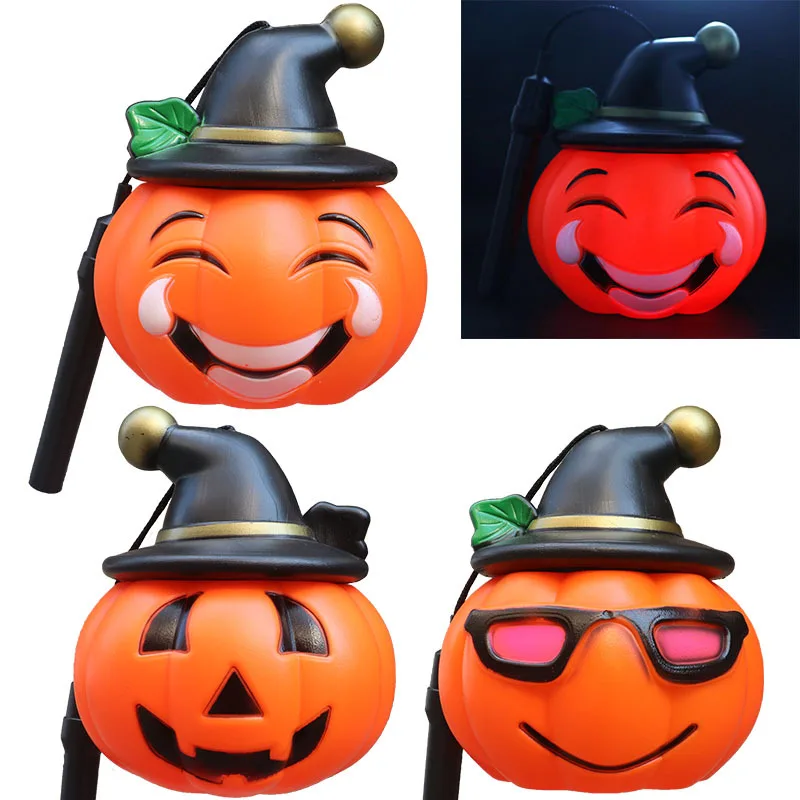 Pumpkin Lantern Halloween Colorful Music Voice Control Pumpkin Large Candy Jar Ghost