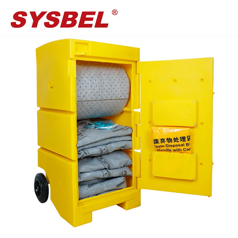 114L Mobile Chemical Oil Spill Control Kit Polyethylene Leakage Emergency Treatment Cart Set