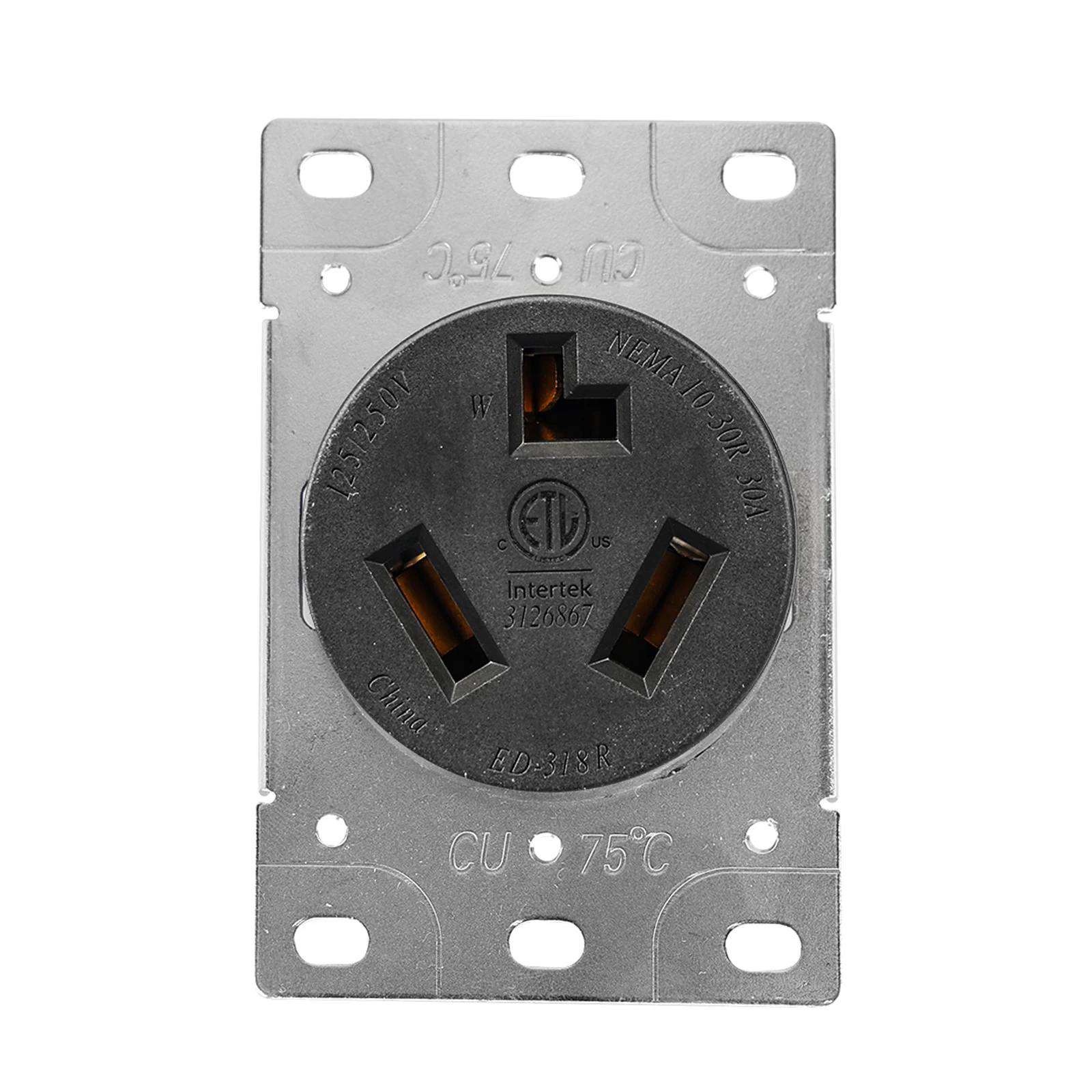 CAMPING&HOME Flush Mounting Receptacle 10-30R 30A 125/250V 3Pole 3Wire No Grounding Straight Blade Outlet for Electric Dryers