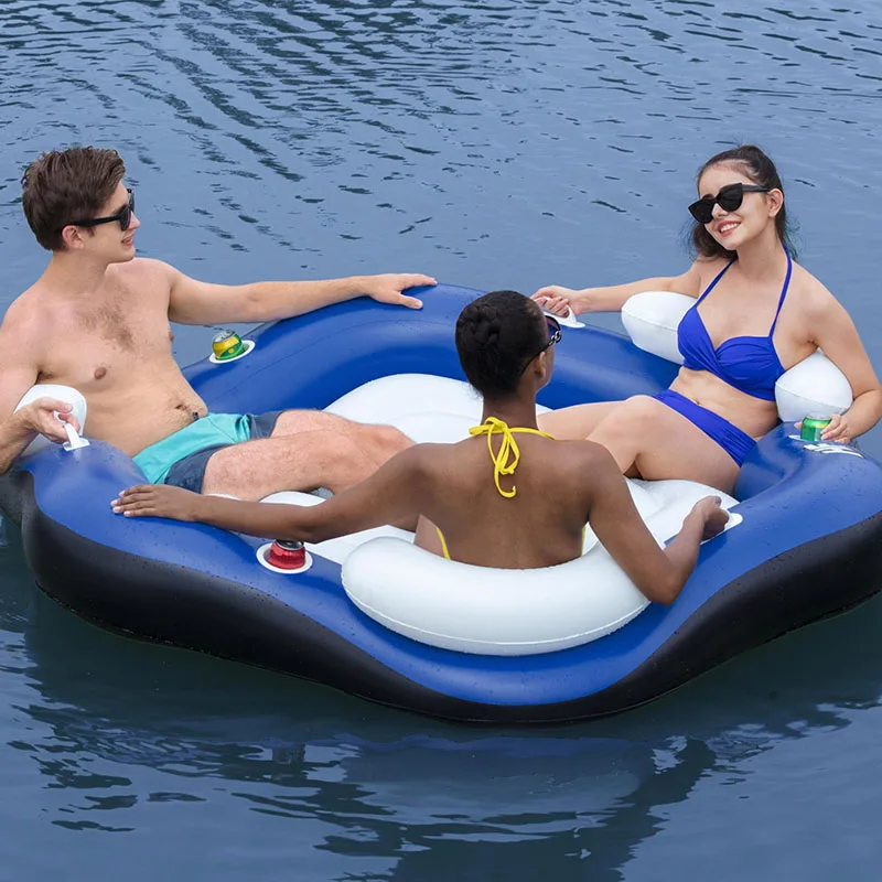Factory Sale 43111 Inflatable Party Island 1.91m x 1.73m x 0.41m Water Playground For Three Person River Tubes