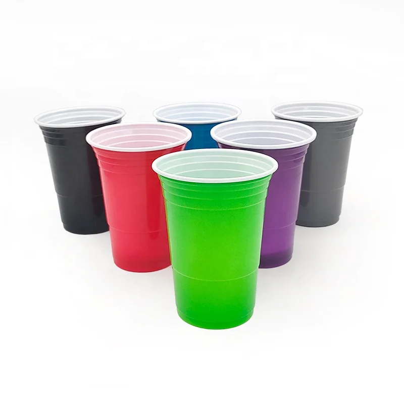 Custom 16 oz Disposable Plastic Double-color Cups Coffee Cup