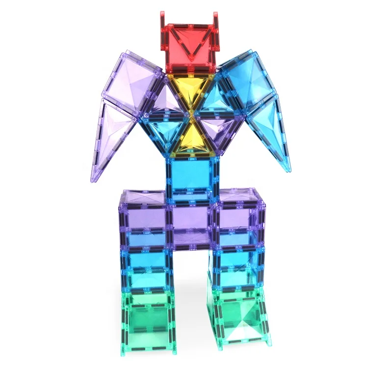 2024 New Style OEM ODM customized 3D Diamond Colorful Plastic Magnetic Blocks magnetic tiles for kids picasso  magnetic tile toy