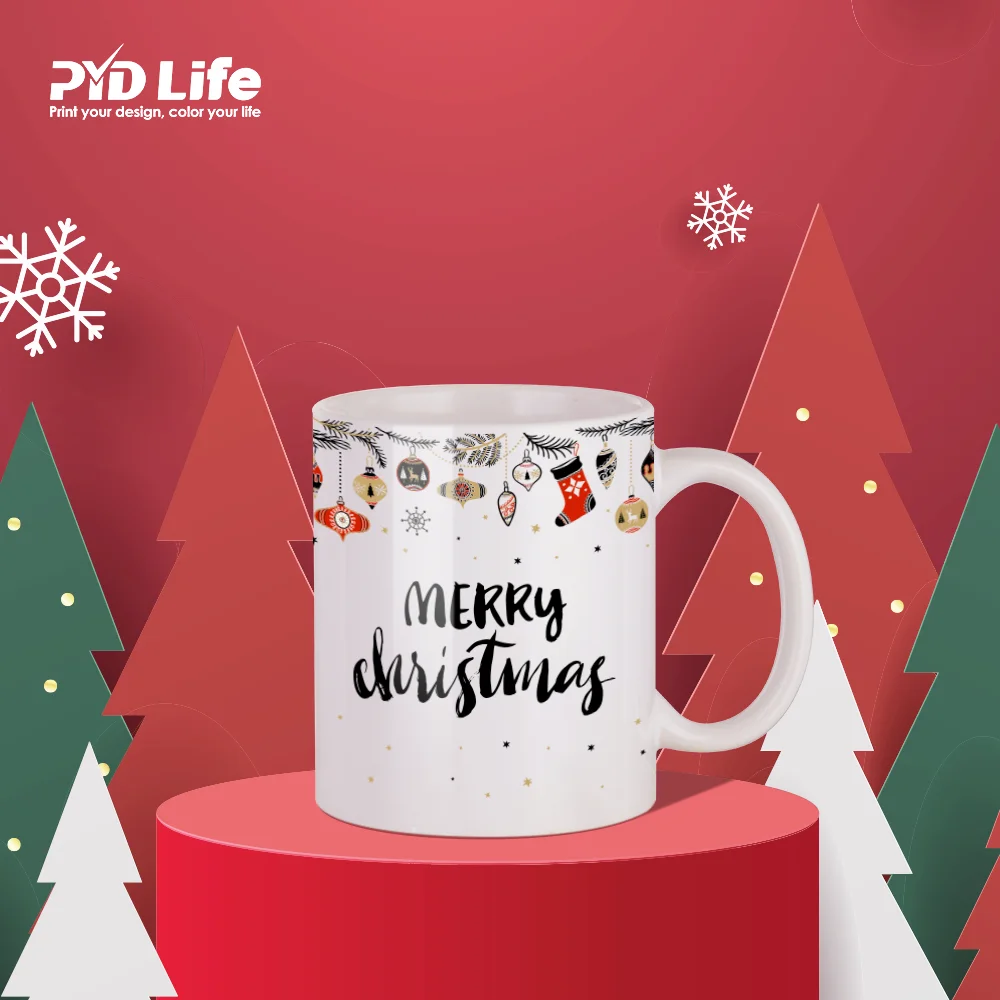 PYD Life Wholesale High Quality 11oz Ceramic Coffee Mug Custom Mugs Ceramic Sublimation Ceramic Camping Mug with Logo