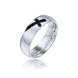 Cross Ring Stainless Steel Ring Fashion Men Women Unisex Simple Style Jewelry