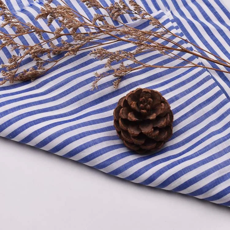 Organic Striped Satin Fabric 100% Ramie Woven yarn dyed Plain Style for shirts