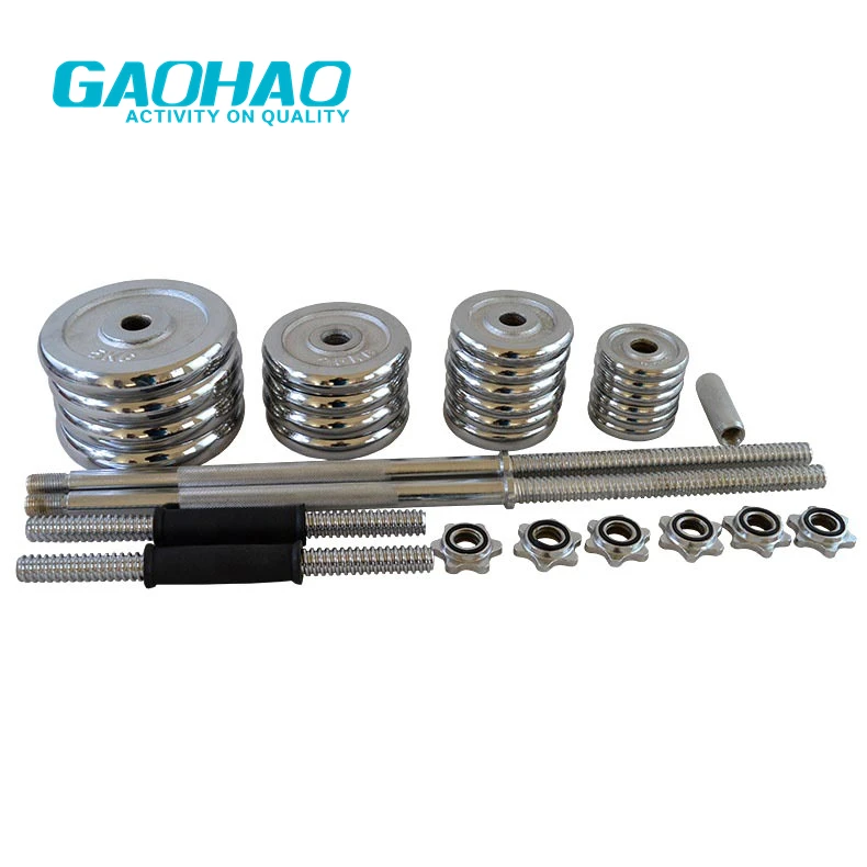 GAOHAO Adjustable chrome iron weight lifting dumbbell pro 50kg barbell dumbbell set Hot sale for home training dumbbell