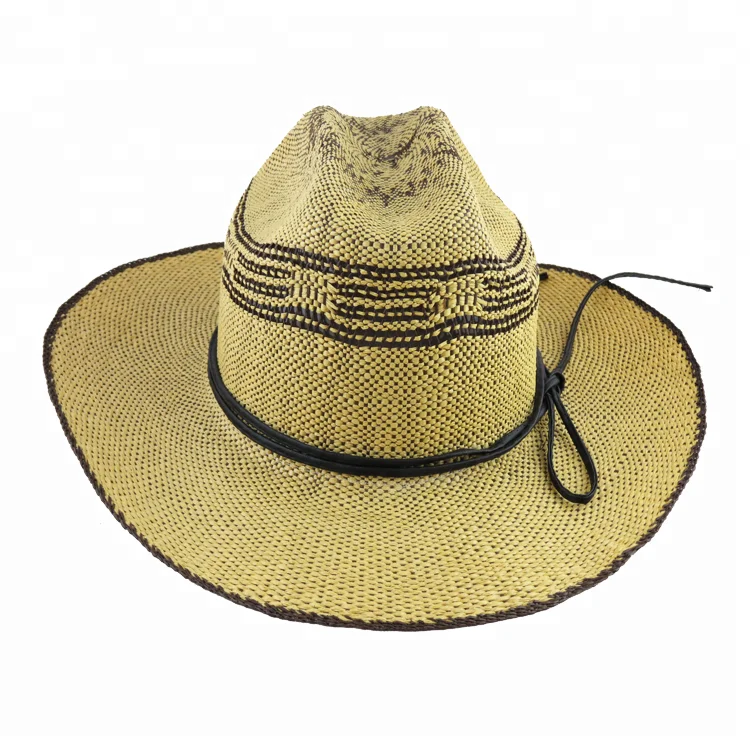 Custom Under Brim Printing Pattern Straw Hat Bulk Straw Cowboy Hats