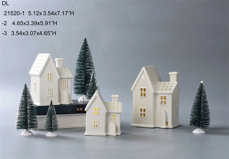 BESTCERA Christmas Decoration Porcelain Lighted Ceramic Christmas House With Led For Home Decor