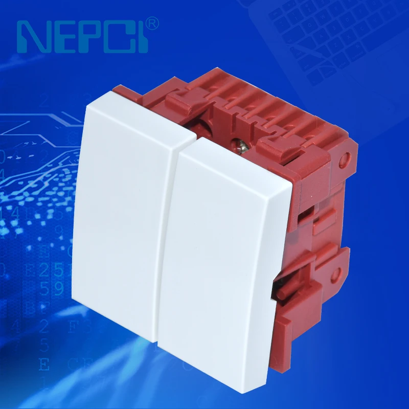 power switch wall mount switch socket 2 gang 250V 10A 45*22.5MM PC inflame retardant white XJY-QB-06 250V 10A