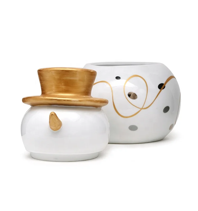 3D Christmas kitchen coffee/tea/sugar gift canister jar with golden silver handpainting