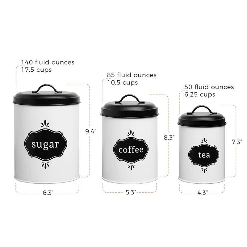 Custom Design Sugar Coffee Tea Container Food Storage Bin Airtight Kitchen Canister with Lids