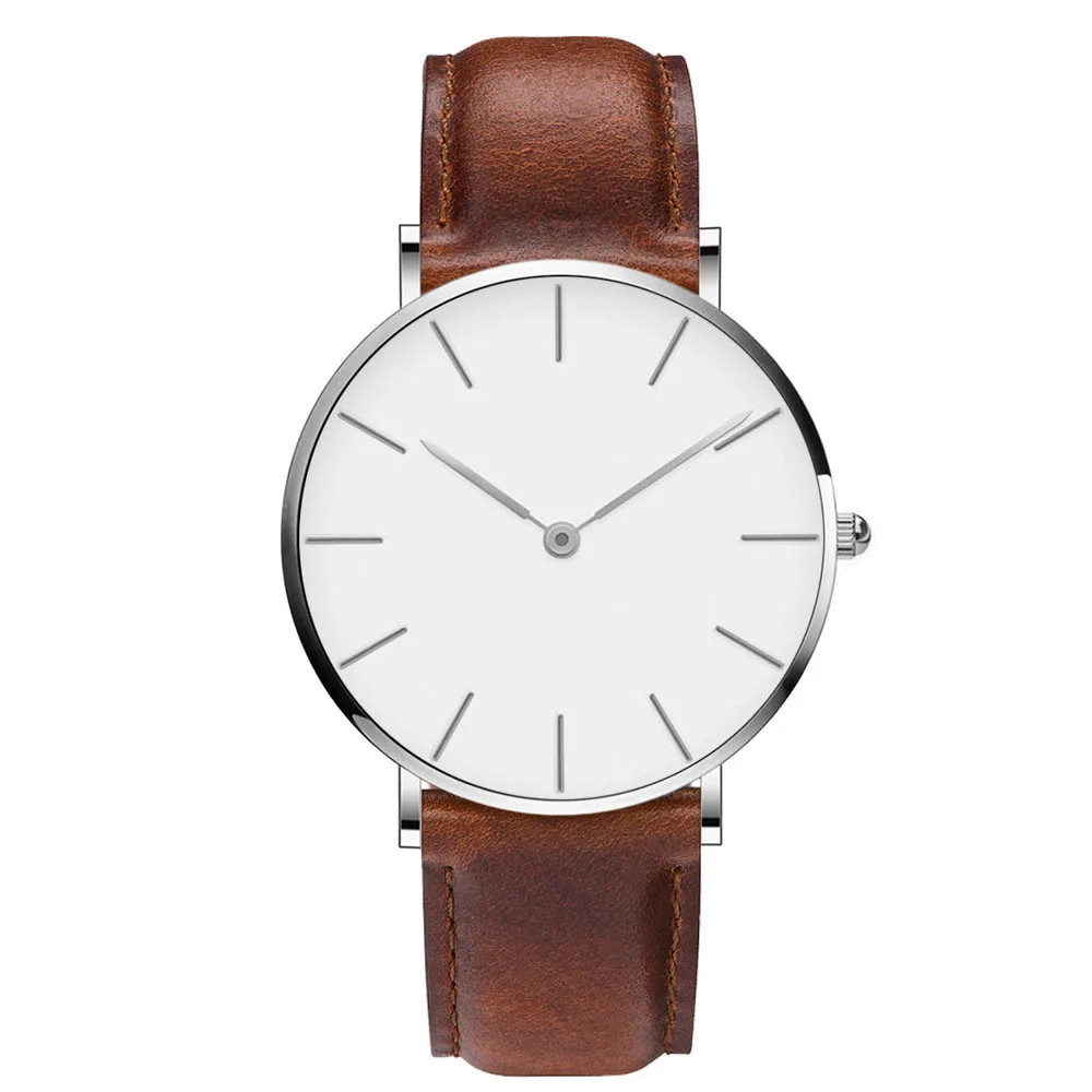  2021 New business leisure mens watches waterproof leather strap quartz watch oem wholesale custom your