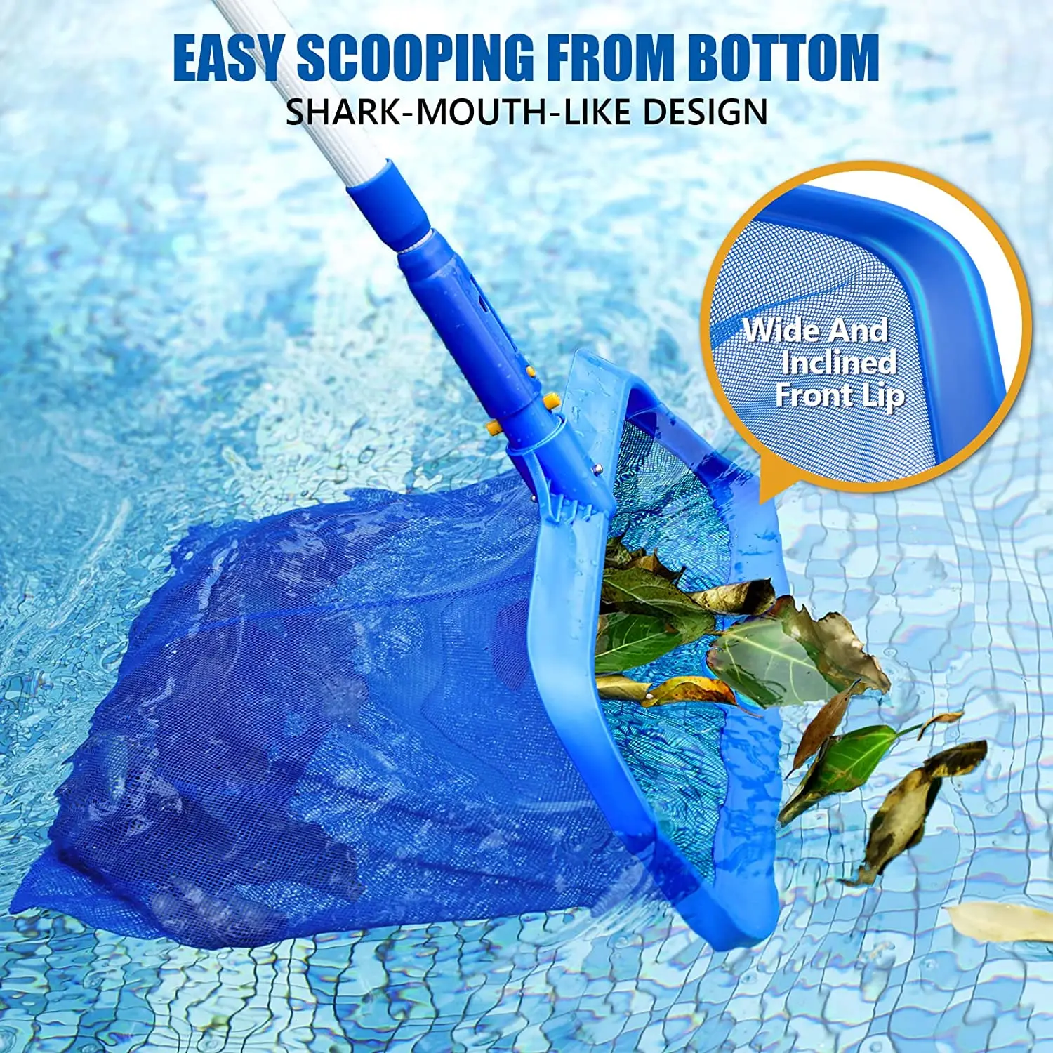Pool Scoop Net for Cleaning Easy Leaf Scoop and Debris Removal Pool Leaf Net Strong Frame Pool Skimmer Net
