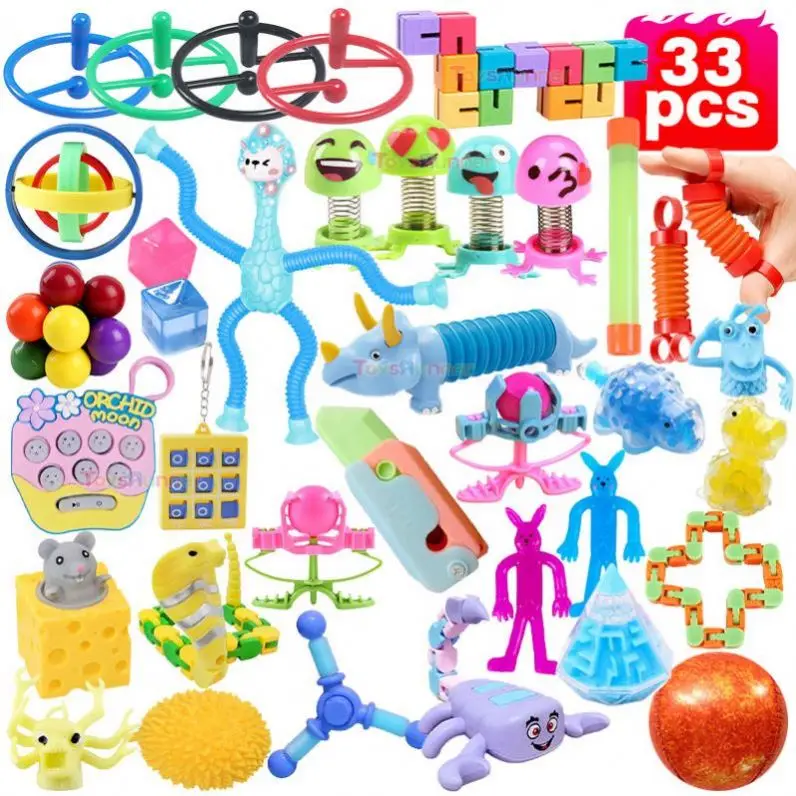 Kids Toys 2024 Pop Fidget Toys Simple Stress Relief Kit Gift Boll Squeeze Tube Stress Relief Spinners Fidget Toys for Kids